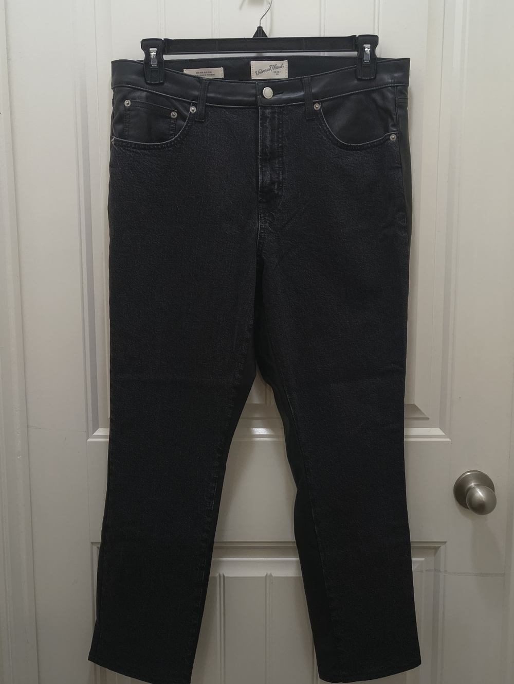Universal Thread Faux Leather Panel Black Slim Jeans NWT Women's Size 14R